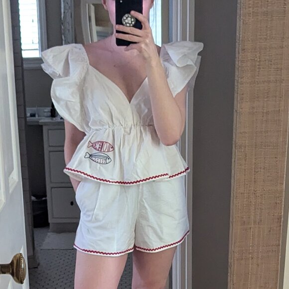 Coosy Tops - COOSY Matching Set for Summer Fish and Scallop Detail  Size S (4) NWT